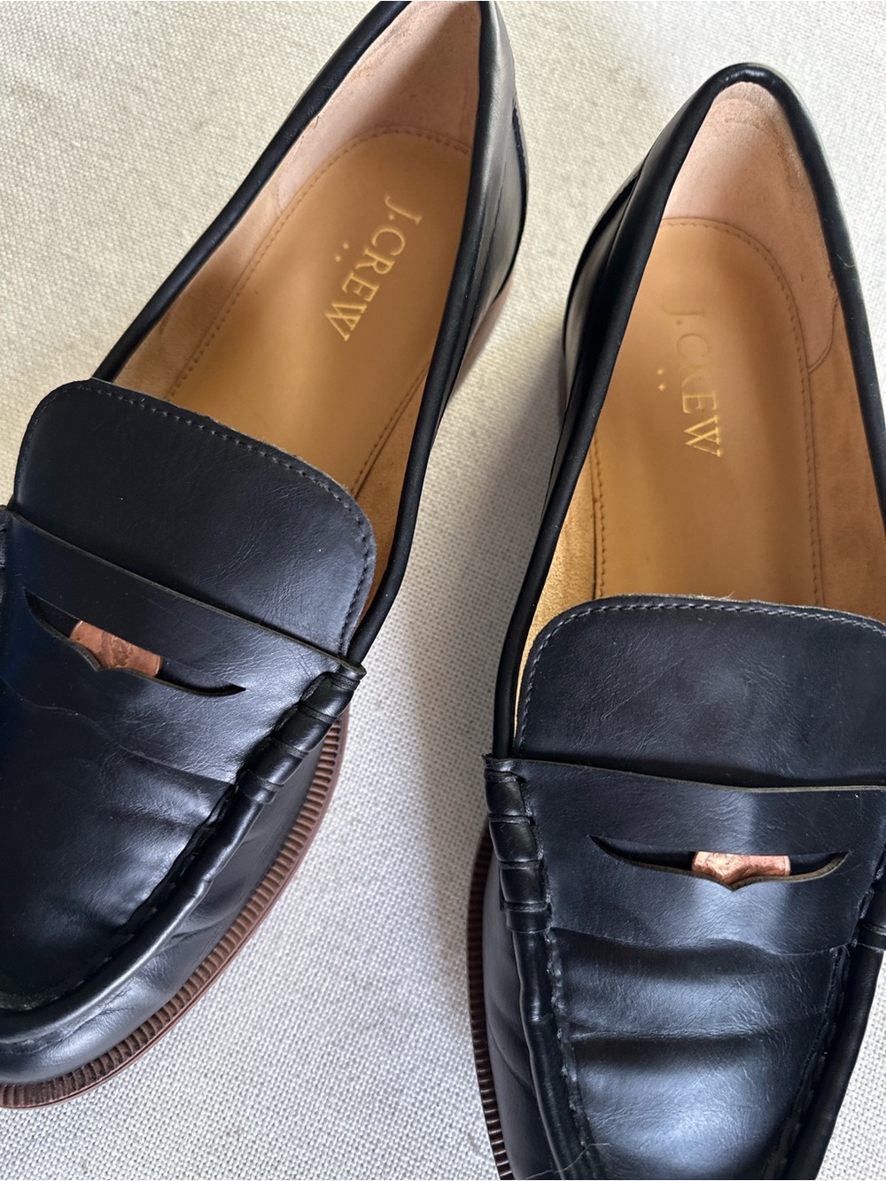 J.Crew Black Leather Classic Penny Loafers | 7